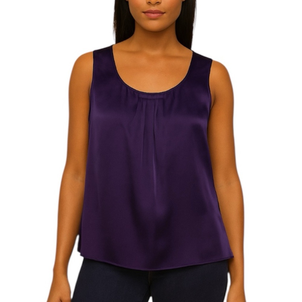 Chicos Shirt Womens Purple Sleeveless Scoop Neck Tank Top Pleated Casual Size 3 - Picture 9 of 9
